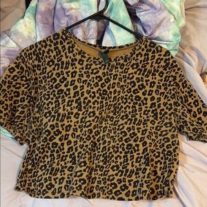 Wild Fable Brown Black Boxy Crop Blouse